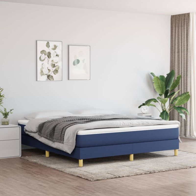 vidaXL Giroletto a Molle con Materasso Blu 160x200 cm in Tessuto