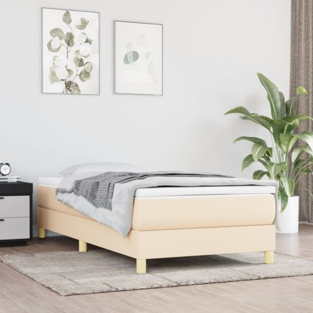 vidaXL Giroletto a Molle con Materasso Crema 100x200 cm in Tessuto