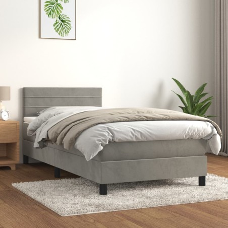 vidaXL Giroletto a Molle con Materasso Grigio Chiaro 90x190 cm Velluto