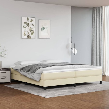 vidaXL Giroletto a Molle con Materasso Crema 200x200 cm in Similpelle