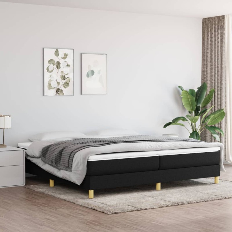 vidaXL Giroletto a Molle con Materasso Nero 200x200 cm in Tessuto