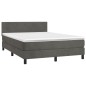 vidaXL Giroletto a Molle con Materasso Grigio Scuro 140x200 cm Velluto