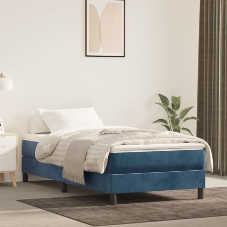 vidaXL Giroletto a Molle con Materasso Blu Scuro 100x200 cm in Velluto