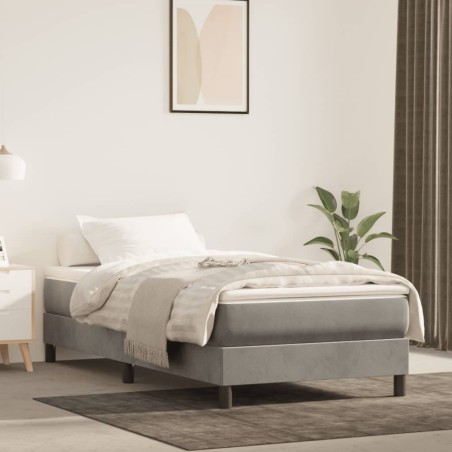vidaXL Giroletto a Molle con Materasso Grigio Chiaro 100x200cm Velluto