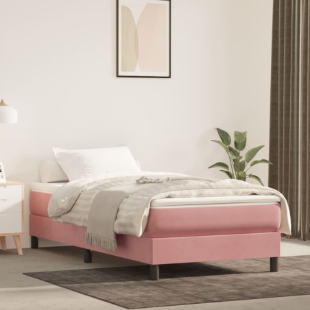 vidaXL Giroletto a Molle con Materasso Rosa 100x200 cm in Velluto