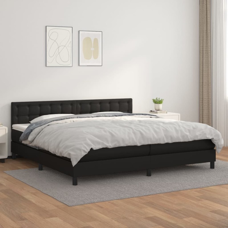 vidaXL Giroletto a Molle con Materasso Nero 200x200 cm in Similpelle