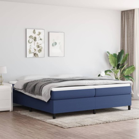 vidaXL Giroletto a Molle con Materasso Blu 200x200 cm in Tessuto