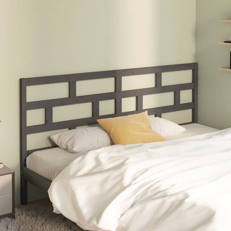 vidaXL Testiera per Letto Grigia 186x4x100cm in Legno Massello di Pino vidaXL Testiera per Letto Grigia 186x4x100cm in Legno Massello di Pino