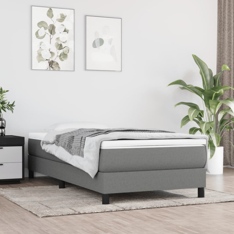 vidaXL Giroletto a Molle con Materasso Grigio Scuro 80x200 cm Tessuto