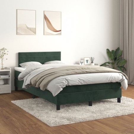vidaXL Giroletto a Molle con Materasso Verde Scuro 120x200 cm Velluto