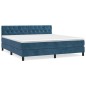 vidaXL Giroletto a Molle con Materasso Blu Scuro 160x200 cm in Velluto