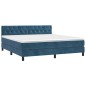 vidaXL Giroletto a Molle con Materasso Blu Scuro 160x200 cm in Velluto