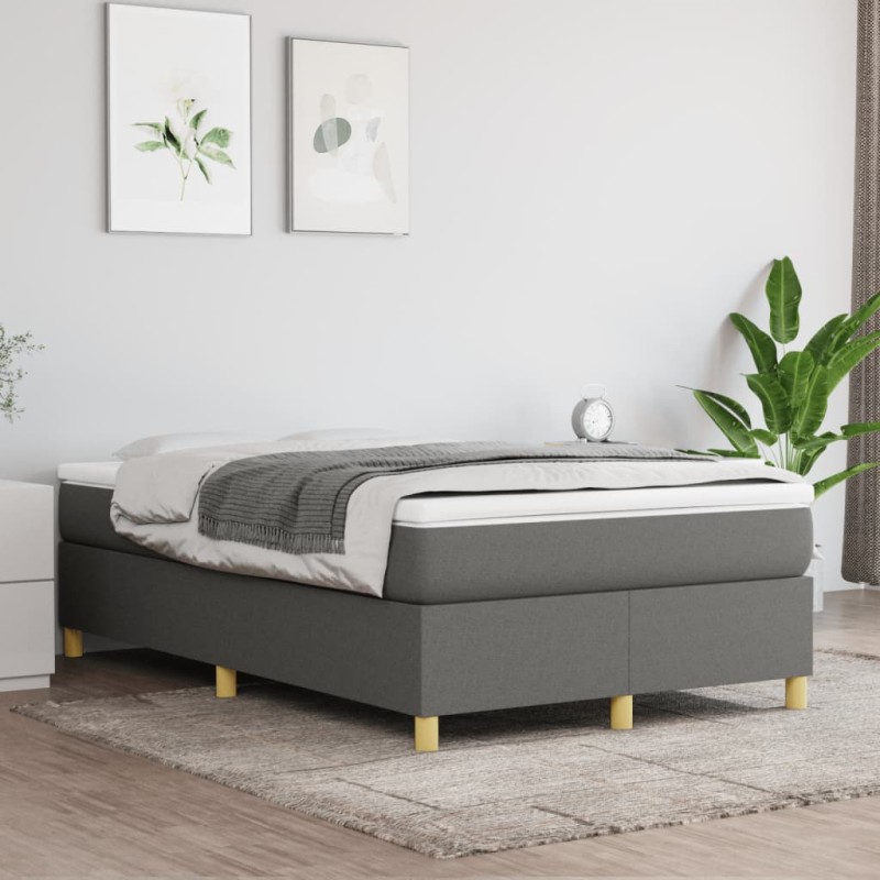 vidaXL Giroletto a Molle con Materasso Grigio Scuro 120x200 cm Tessuto