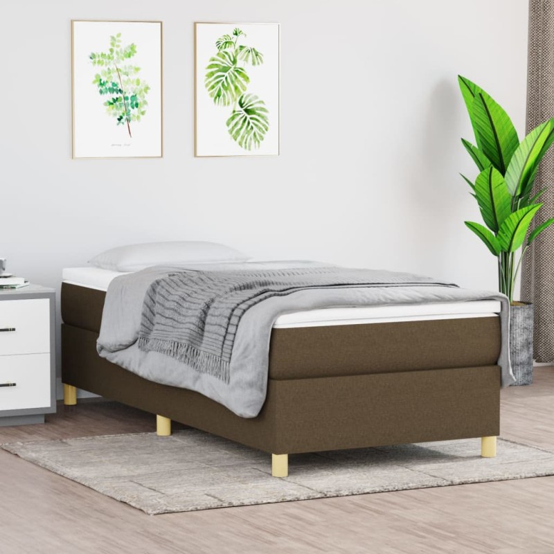 vidaXL Giroletto a Molle con Materasso Marrone Scuro 90x200 cm Tessuto
