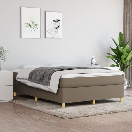 vidaXL Giroletto a Molle con Materasso Tortora 140x200 cm in Tessuto