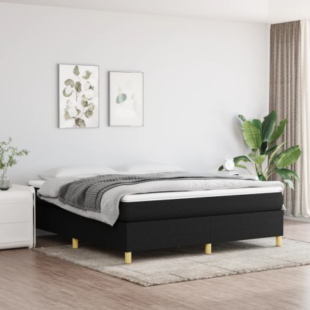 vidaXL Giroletto a Molle con Materasso Nero 160x200 cm in Tessuto