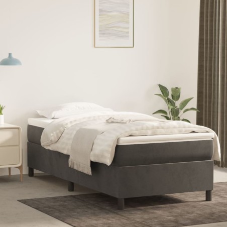 vidaXL Giroletto a Molle con Materasso Grigio Scuro 80x200 cm Velluto