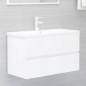 Mobile da Bagno con Lavabo Integrato Bianco in Truciolato Mobile da Bagno con Lavabo Integrato Bianco in Truciolato