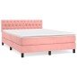 vidaXL Giroletto a Molle con Materasso Rosa 140x190 cm in Velluto
