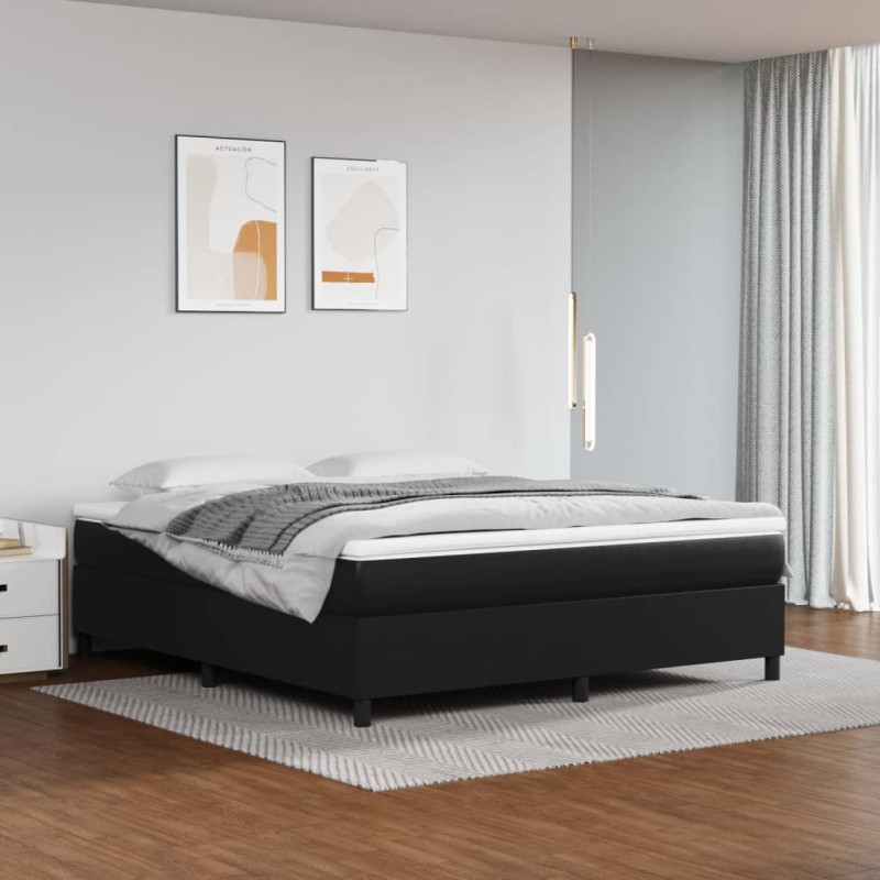 vidaXL Giroletto a Molle con Materasso Nero 180x200 cm in Similpelle