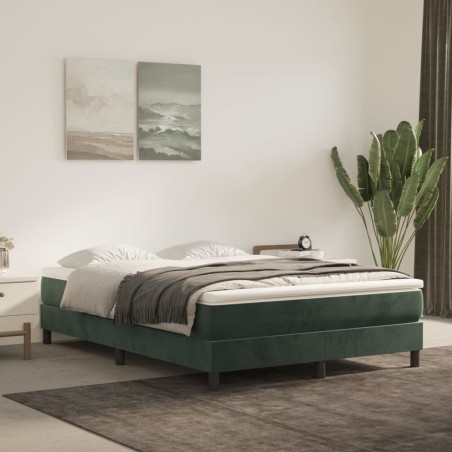 vidaXL Giroletto a Molle con Materasso Verde Scuro 140x200 cm Velluto