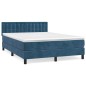Giroletto a Molle con Materasso Blu Scuro 140x200 cm in Velluto