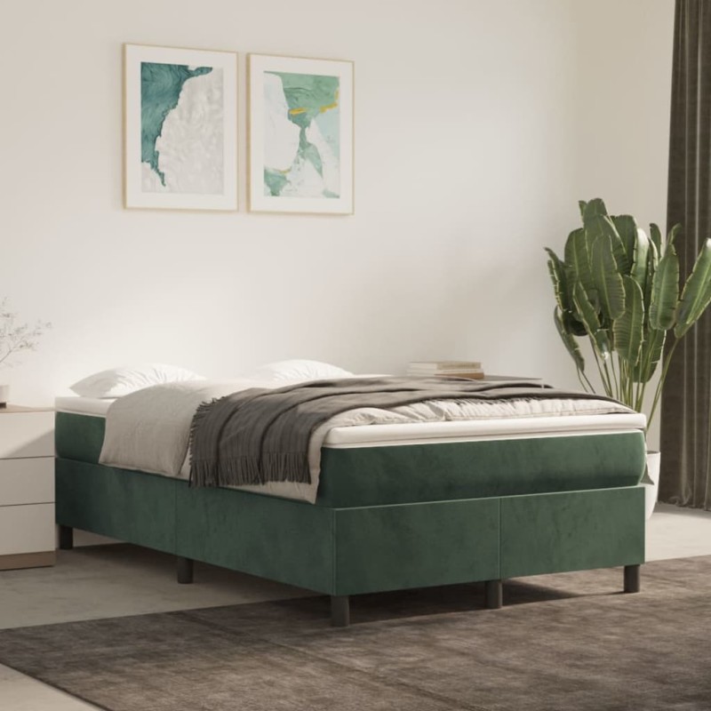 Giroletto a Molle con Materasso Verde Scuro 120x200 cm Velluto
