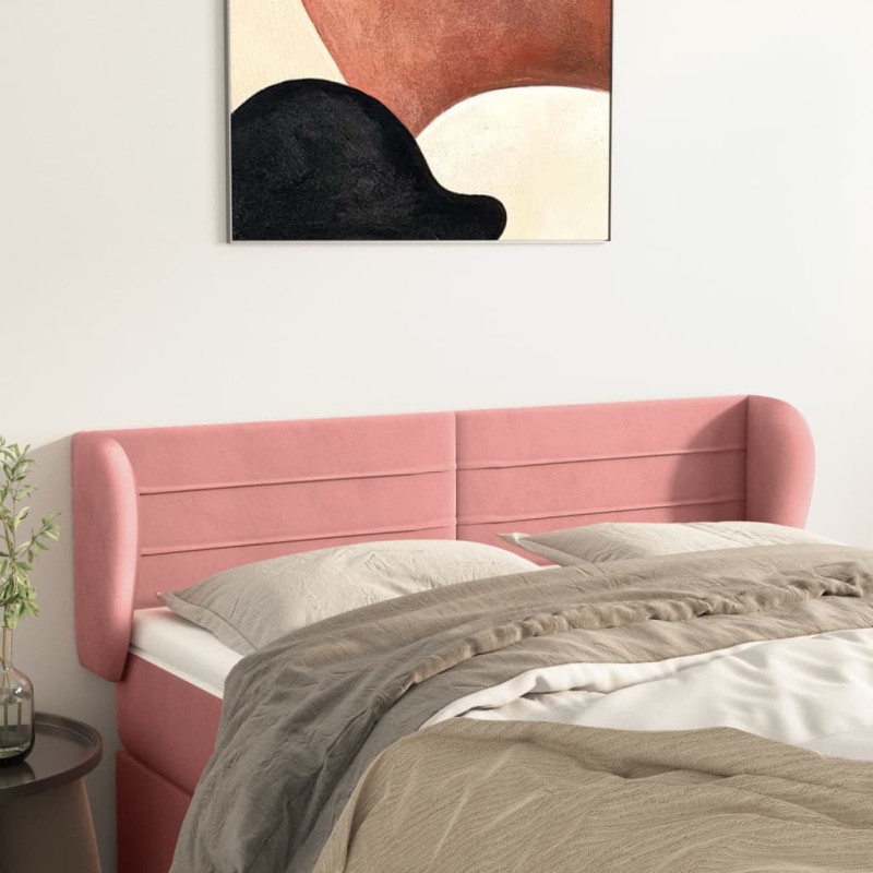 vidaXL Testiera ad Orecchio Rosa 147x23x78/88 cm in Velluto vidaXL Testiera ad Orecchio Rosa 147x23x78/88 cm in Velluto