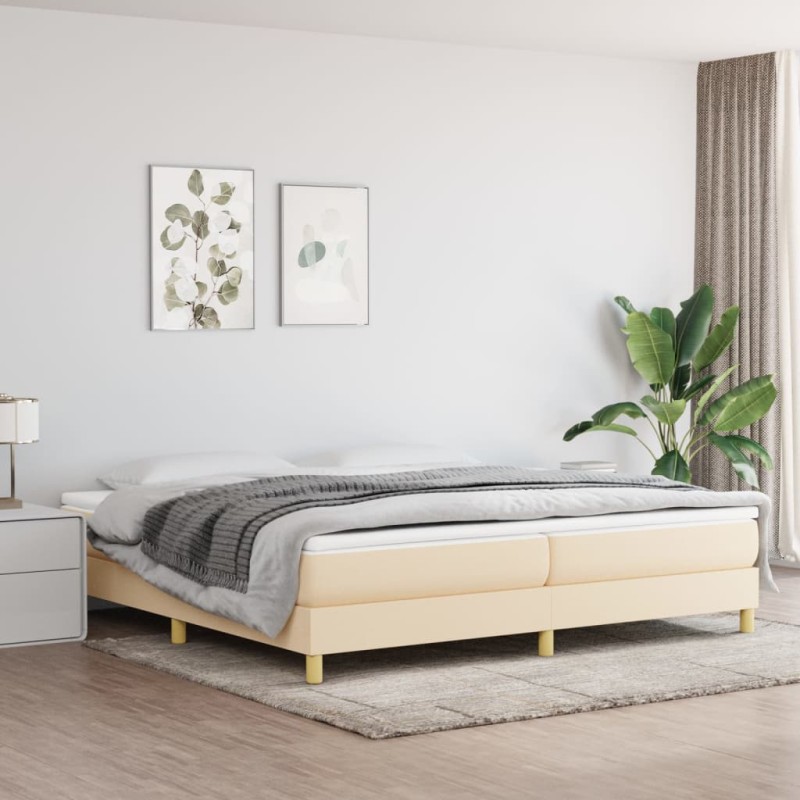 vidaXL Giroletto a Molle con Materasso Crema 200x200 cm in Tessuto