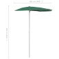 Ombrellone Semicircolare da Giardino con Palo 180x90 cm Verde Ombrellone Semicircolare da Giardino con Palo 180x90 cm Verde