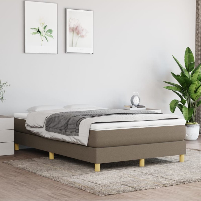 vidaXL Giroletto a Molle con Materasso Tortora 120x200 cm in Tessuto