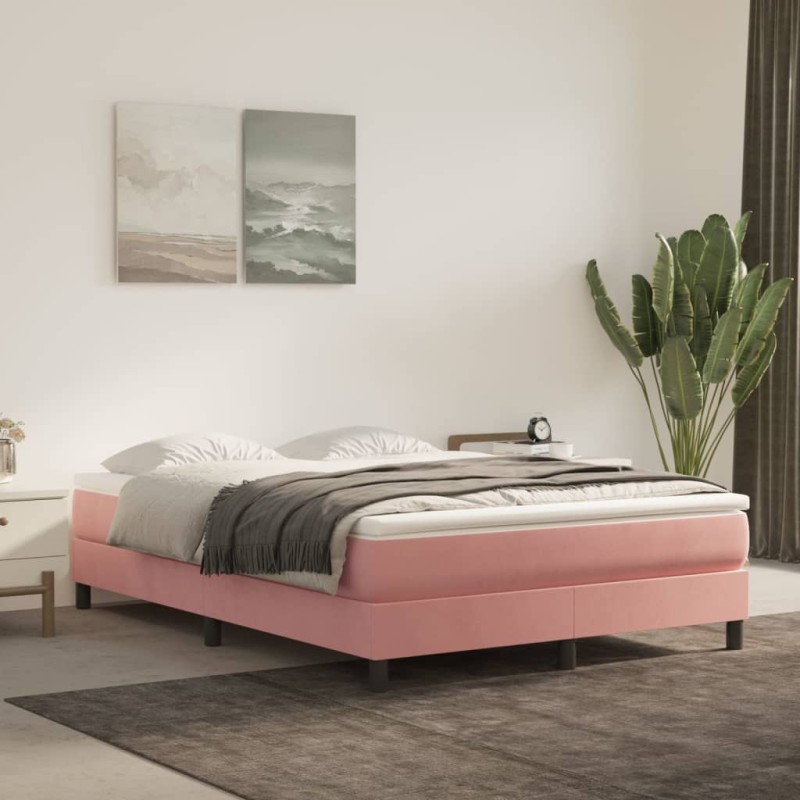 vidaXL Giroletto a Molle con Materasso Rosa 140x200 cm in Velluto