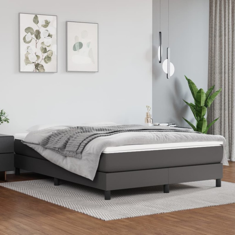 vidaXL Giroletto a Molle con Materasso Grigio 140x200 cm in Similpelle