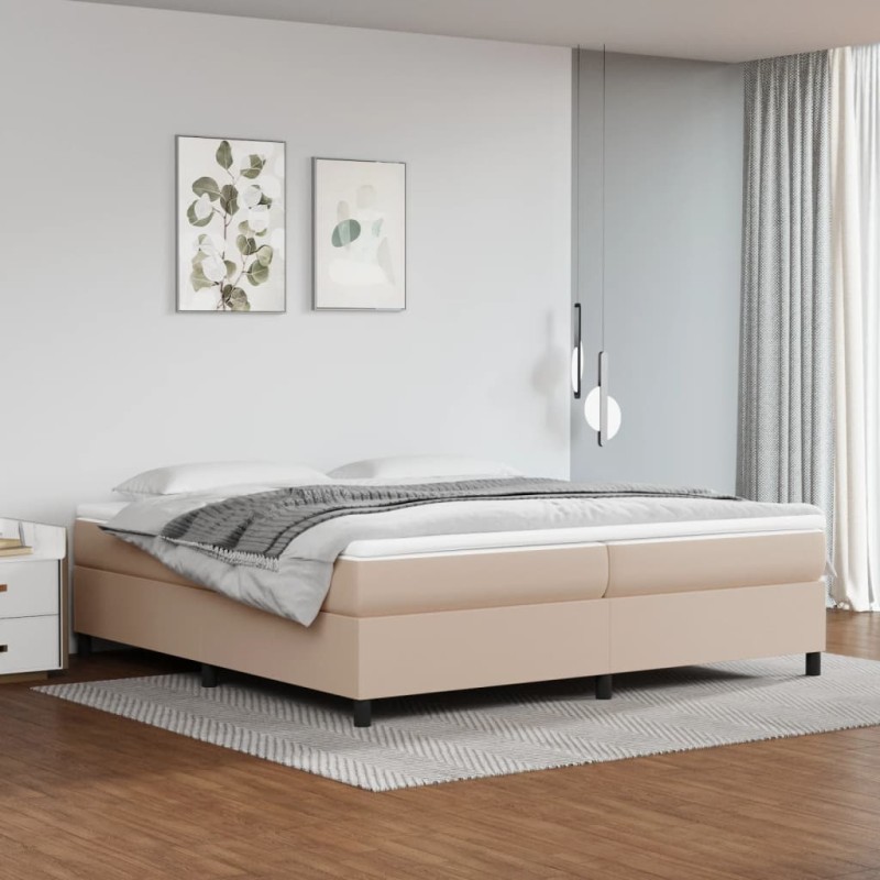 vidaXL Giroletto a Molle con Materasso Cappuccino 200x200cm Similpelle