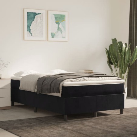 vidaXL Giroletto a Molle con Materasso Nero 120x200 cm in Velluto