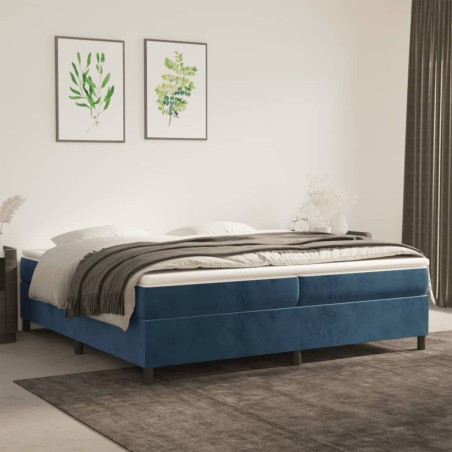 vidaXL Giroletto a Molle con Materasso Blu Scuro 200x200 cm in Velluto