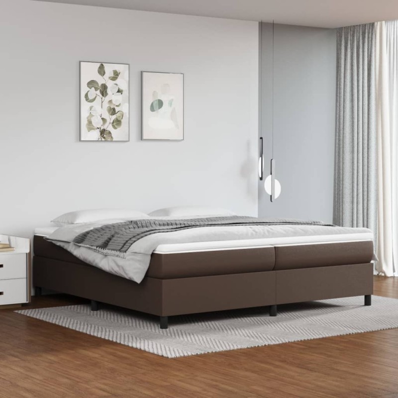 Giroletto a Molle con Materasso Marrone 200x200cm in Similpelle