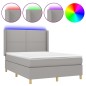 Letto a Molle Materasso e LED Grigio Chiaro 140x200 cm Tessuto Letto a Molle Materasso e LED Grigio Chiaro 140x200 cm Tessuto