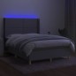 Letto a Molle Materasso e LED Grigio Chiaro 140x200 cm Tessuto Letto a Molle Materasso e LED Grigio Chiaro 140x200 cm Tessuto