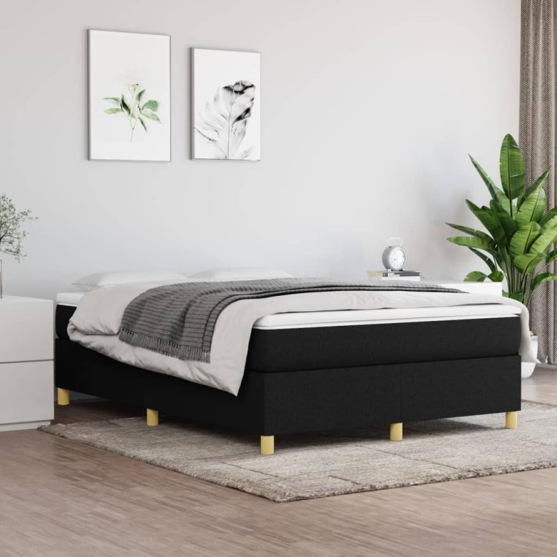 vidaXL Giroletto a Molle con Materasso Nero 140x190 cm in Tessuto