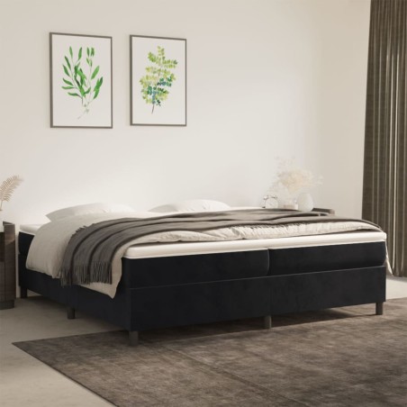 vidaXL Giroletto a Molle con Materasso Nero 200x200 cm in Velluto
