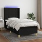 Letto a Molle con Materasso e LED Nero 90x190 cm in Tessuto Letto a Molle con Materasso e LED Nero 90x190 cm in Tessuto