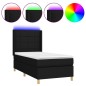 Letto a Molle con Materasso e LED Nero 90x190 cm in Tessuto Letto a Molle con Materasso e LED Nero 90x190 cm in Tessuto