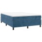 Giroletto a Molle con Materasso Blu Scuro 140x190 cm in Velluto