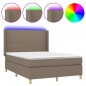 Letto a Molle con Materasso e LED Tortora 140x200 cm in Tessuto Letto a Molle con Materasso e LED Tortora 140x200 cm in Tessuto
