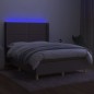 Letto a Molle con Materasso e LED Tortora 140x200 cm in Tessuto Letto a Molle con Materasso e LED Tortora 140x200 cm in Tessuto