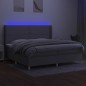 vidaXL Letto a Molle Materasso e LED Grigio Chiaro 200x200 cm Tessuto vidaXL Letto a Molle Materasso e LED Grigio Chiaro 200x200 cm Tessuto