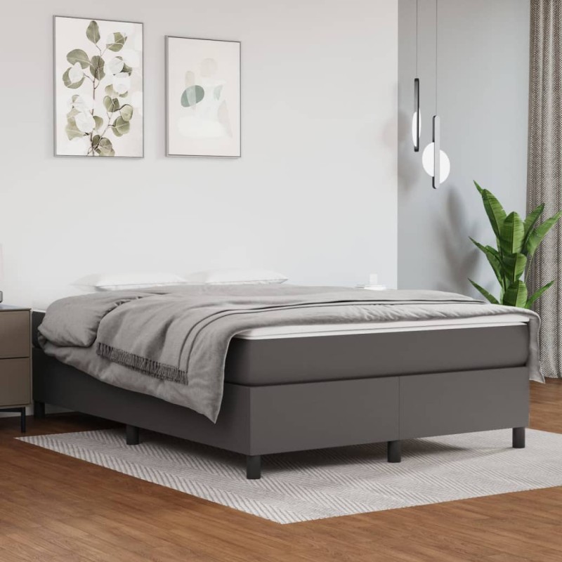 vidaXL Giroletto a Molle con Materasso Grigio 140x200 cm in Similpelle