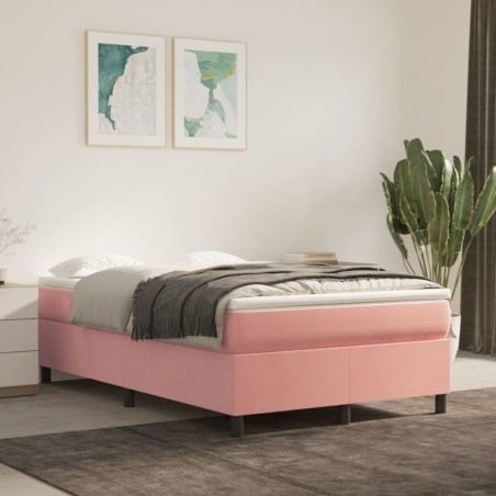 vidaXL Giroletto a Molle con Materasso Rosa 120x200 cm in Velluto