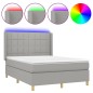 vidaXL Letto a Molle Materasso e LED Grigio Chiaro 140x200 cm Tessuto vidaXL Letto a Molle Materasso e LED Grigio Chiaro 140x200 cm Tessuto